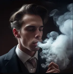 A salesman blowing smoke image generated by AI