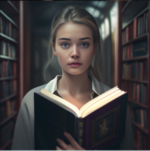 college student with book