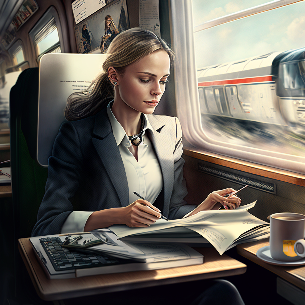 Lady on a train
