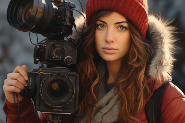 woman with video camera