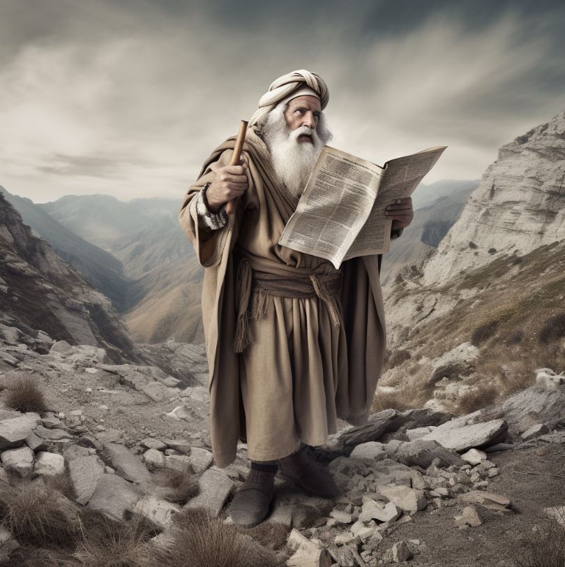 Moses with a newspaper