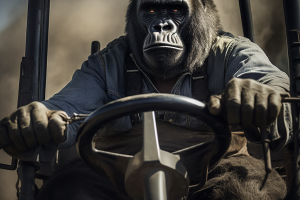 gorilla driving big rig