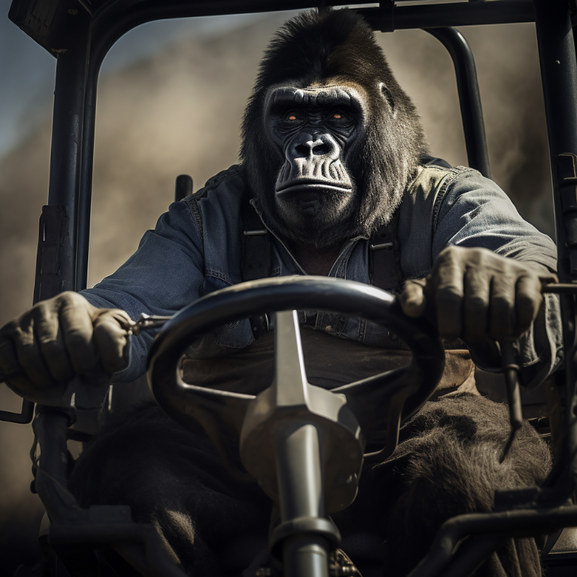 gorilla driving big rig