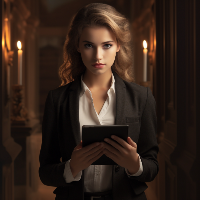 pretty woman with an ipad