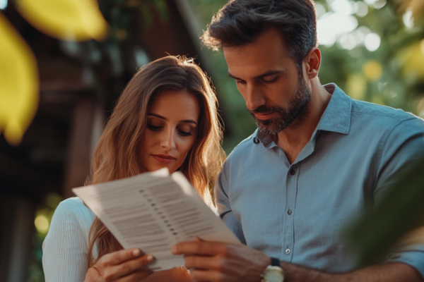 couple looking at list