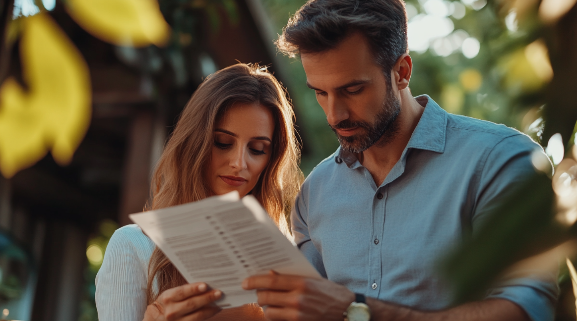 couple looking at list