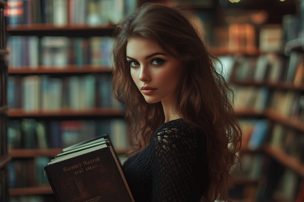 Woman in book store