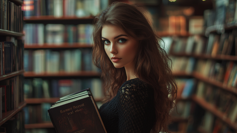 Woman in book store