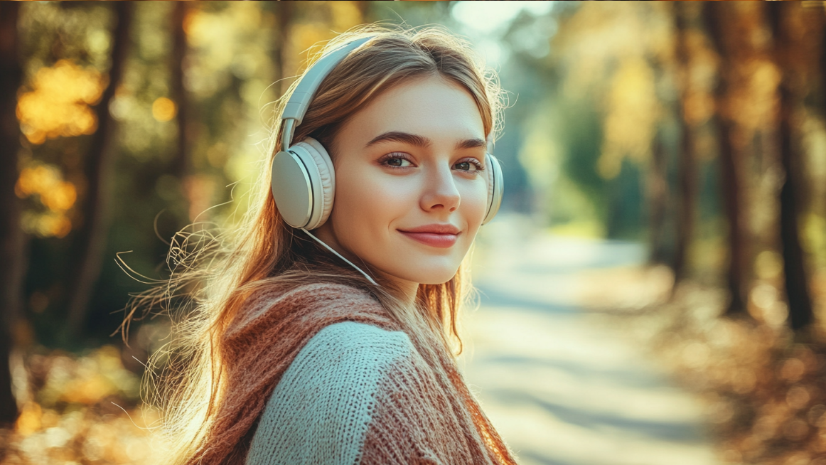 Woman wearing headphones