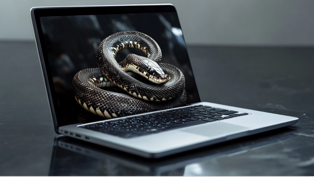 snake in laptop