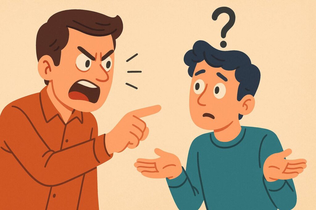 Angry man accusing